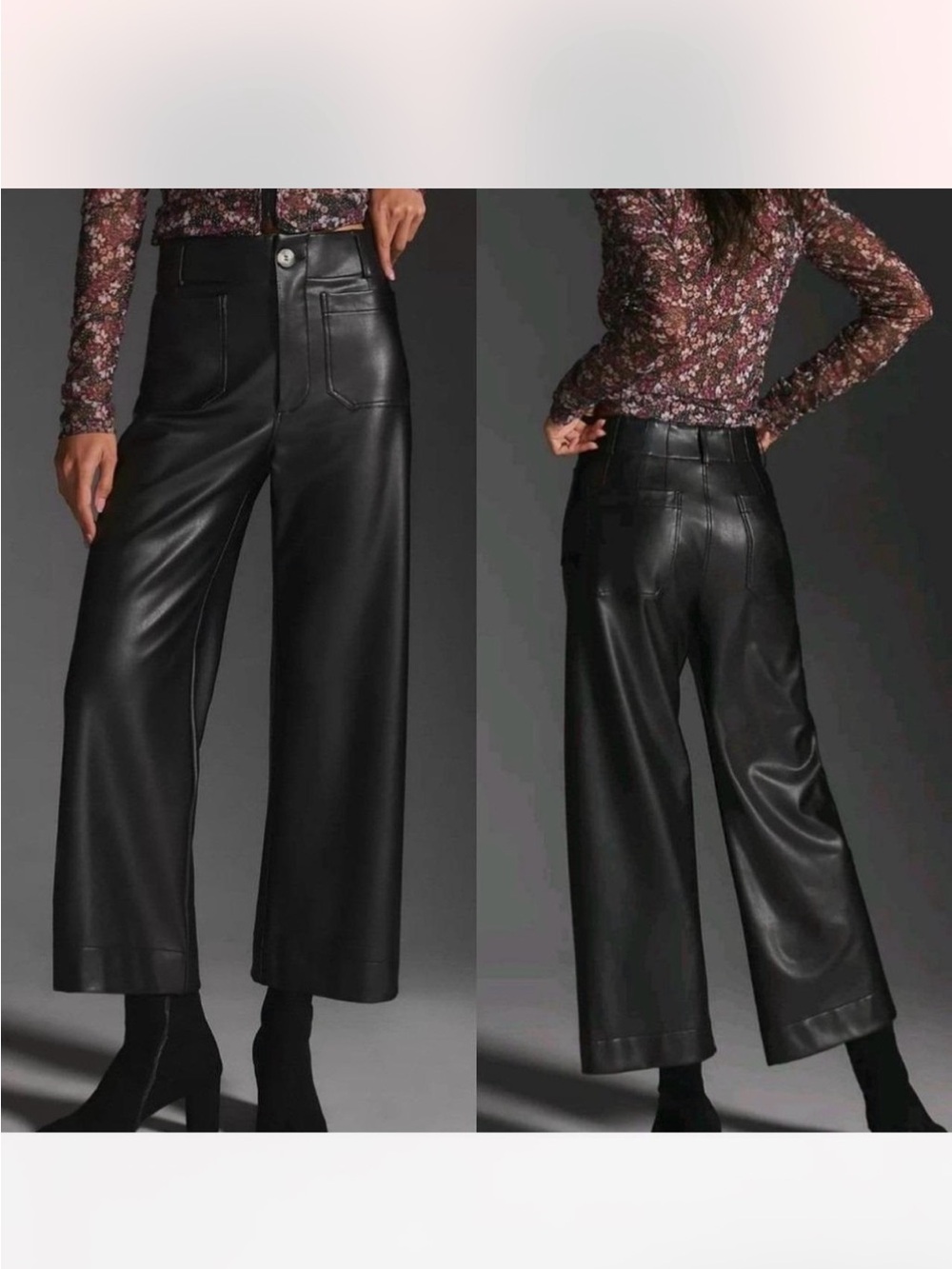 Anthropologie Meave The Collette Black Wide-Leg Faux Leather Pants